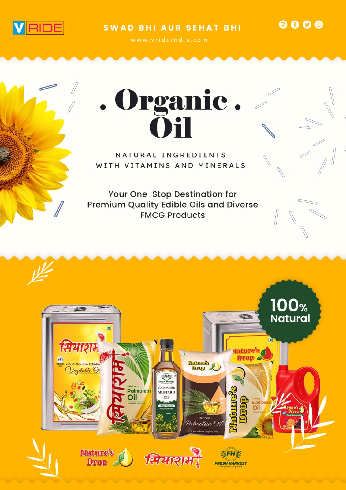 A collection of V-Ride's premium mustard oil products